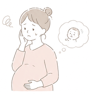 不安そうな妊婦のイラスト